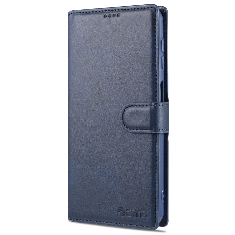 For Samsung Galaxy A12 AZNS Calf Texture Horizontal Flip Leather Case with Holder & Card Slots & Wallet & Photo Frame(Blue)
