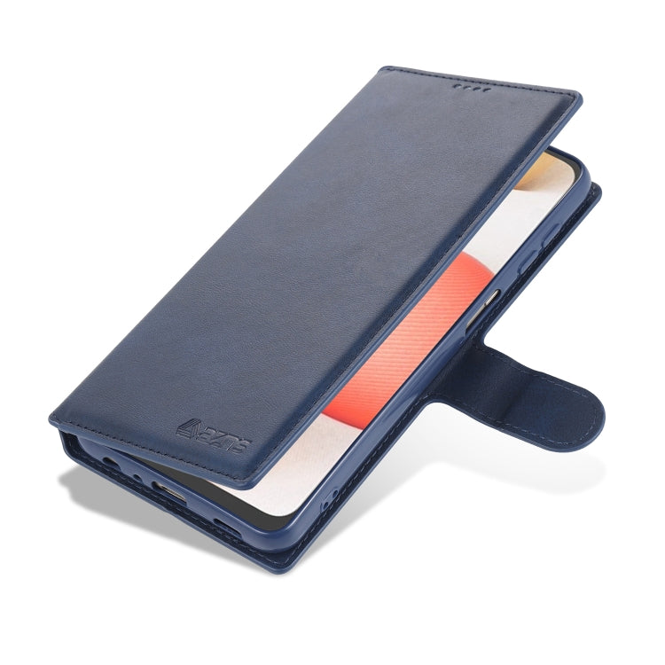 For Samsung Galaxy A12 AZNS Calf Texture Horizontal Flip Leather Case with Holder & Card Slots & Wallet & Photo Frame(Blue)