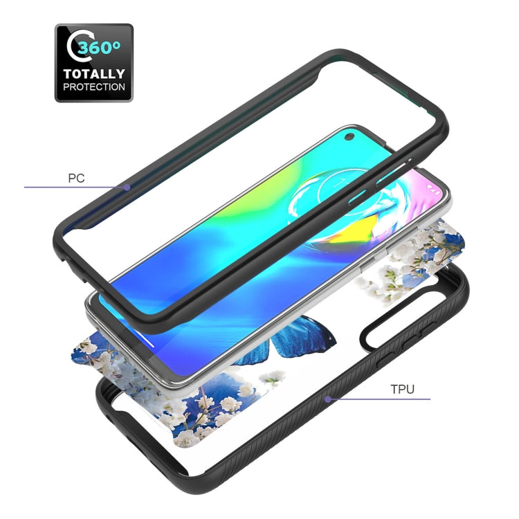 For Motorola Moto G Power 3 in 1 Card PC + TPU Shockproof Protective Case(Blue Butterfly)