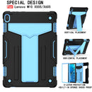 For Lenovo M10 FHD REL TB-X605F T-shaped Bracket Contrast Color Shockproof PC + Silicone Protective Case(Black + Blue)