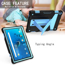 For Lenovo M10 FHD REL TB-X605F T-shaped Bracket Contrast Color Shockproof PC + Silicone Protective Case(Black + Blue)