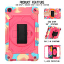 For Samsung Tab A 8.0 (2019)/T290 360 Degree Rotation Turntable Contrast Color Robot Shockproof Silicone + PC Protective Case with Holder(Colorful + Rose Red)