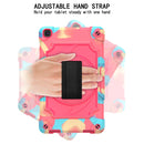 For Samsung Tab A 8.0 (2019)/T290 360 Degree Rotation Turntable Contrast Color Robot Shockproof Silicone + PC Protective Case with Holder(Colorful + Rose Red)