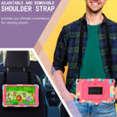 For Samsung Tab A 8.0 (2019)/T290 360 Degree Rotation Turntable Contrast Color Robot Shockproof Silicone + PC Protective Case with Holder(Colorful + Rose Red)
