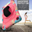 For Samsung Tab A 8.0 (2019)/T290 360 Degree Rotation Turntable Contrast Color Robot Shockproof Silicone + PC Protective Case with Holder(Colorful + Rose Red)