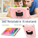 For Samsung Tab A 8.0 (2019)/T290 360 Degree Rotation Turntable Contrast Color Robot Shockproof Silicone + PC Protective Case with Holder(Rose Gold)