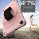 For Samsung Tab A 8.0 (2019)/T290 360 Degree Rotation Turntable Contrast Color Robot Shockproof Silicone + PC Protective Case with Holder(Rose Gold)