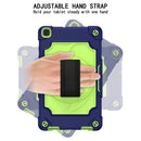 For Samsung Tab A 8.0 (2019)/T290 360 Degree Rotation Turntable Contrast Color Robot Shockproof Silicone + PC Protective Case with Holder(Navy Blue + Yellow Green)