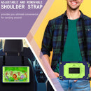 For Samsung Tab A 8.0 (2019)/T290 360 Degree Rotation Turntable Contrast Color Robot Shockproof Silicone + PC Protective Case with Holder(Navy Blue + Yellow Green)