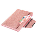 For iPad 10.2 2021 / 2020 / 2019 Glitter Powder Horizontal Flip Leather Case with Holder & Card Slot & Photo Frame & Wallet(Pink)