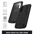 For Samsung Galaxy S21 5G R-JUST Shockproof Waterproof Dust-proof Metal + Silicone Protective Case with Holder(Black)