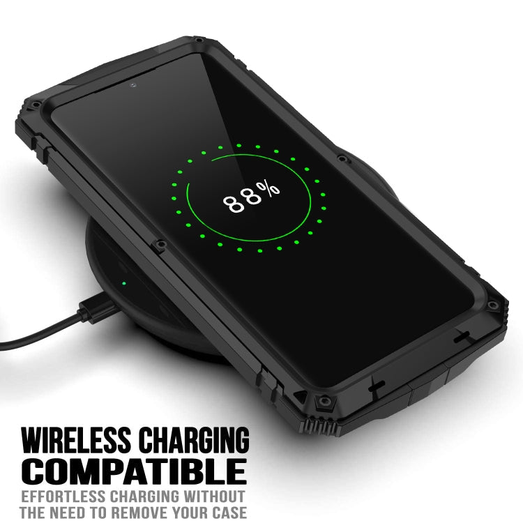 For Samsung Galaxy S21 5G R-JUST Shockproof Waterproof Dust-proof Metal + Silicone Protective Case with Holder(Black)