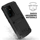 For Samsung Galaxy S21 Ultra 5G R-JUST Shockproof Waterproof Dust-proof Metal + Silicone Protective Case with Holder(Black)
