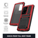 For Samsung Galaxy S21 Ultra 5G R-JUST Shockproof Waterproof Dust-proof Metal + Silicone Protective Case with Holder(Red)