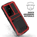 For Samsung Galaxy S21 Ultra 5G R-JUST Shockproof Waterproof Dust-proof Metal + Silicone Protective Case with Holder(Red)