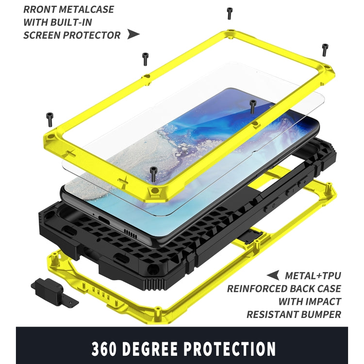 For Samsung Galaxy S21 Ultra 5G R-JUST Shockproof Waterproof Dust-proof Metal + Silicone Protective Case with Holder(Yellow)