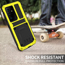 For Samsung Galaxy S21 Ultra 5G R-JUST Shockproof Waterproof Dust-proof Metal + Silicone Protective Case with Holder(Yellow)