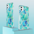 3D Electroplating Marble Pattern TPU Protective Case For iPhone 11(Green Blue)