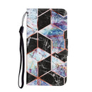 For Samsung Galaxy A12 Coloured Drawing Pattern Horizontal Flip PU Leather Case with Holder & Card Slots & Wallet & Lanyard(Black Marble)