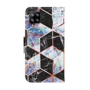 For Samsung Galaxy A12 Coloured Drawing Pattern Horizontal Flip PU Leather Case with Holder & Card Slots & Wallet & Lanyard(Black Marble)