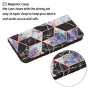 For Samsung Galaxy A12 Coloured Drawing Pattern Horizontal Flip PU Leather Case with Holder & Card Slots & Wallet & Lanyard(Black Marble)