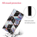 For Samsung Galaxy A12 Coloured Drawing Pattern Horizontal Flip PU Leather Case with Holder & Card Slots & Wallet & Lanyard(Black Marble)