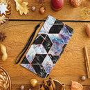 For Samsung Galaxy A12 Coloured Drawing Pattern Horizontal Flip PU Leather Case with Holder & Card Slots & Wallet & Lanyard(Black Marble)