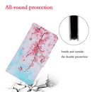 For Samsung Galaxy A12 Coloured Drawing Pattern Horizontal Flip PU Leather Case with Holder & Card Slots & Wallet & Lanyard(Cherry Blossoms)