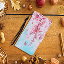 For Samsung Galaxy A12 Coloured Drawing Pattern Horizontal Flip PU Leather Case with Holder & Card Slots & Wallet & Lanyard(Cherry Blossoms)