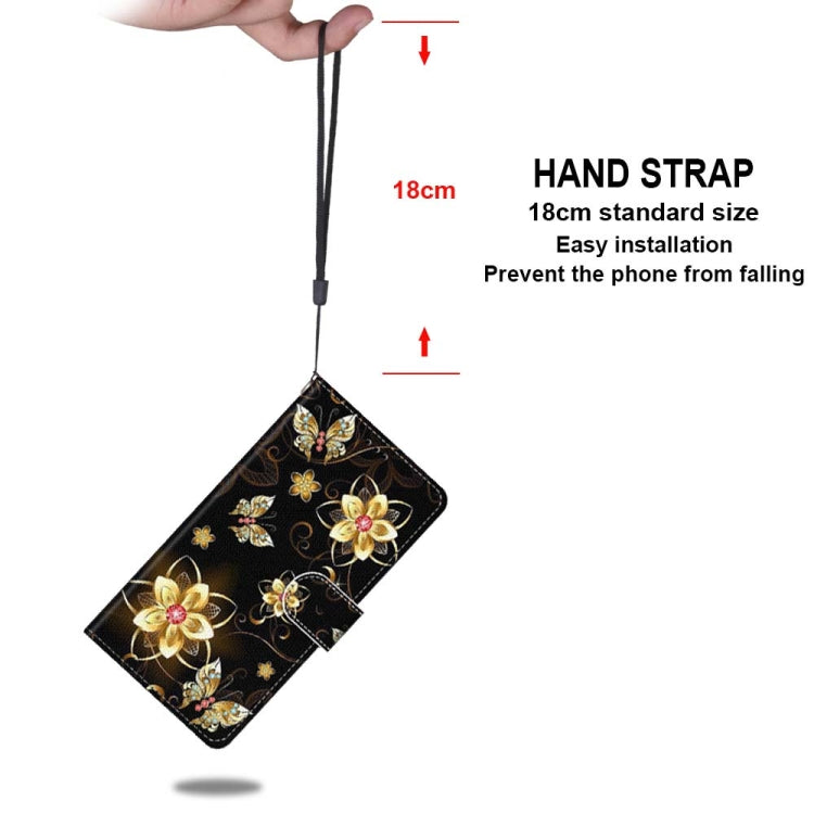 For Samsung Galaxy S21 5G Coloured Drawing Cross Texture Horizontal Flip PU Leather Case with Holder & Card Slots & Wallet & Lanyard(Gold Diamond Butterfly)