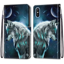 For Xiaomi Redmi 9A Coloured Drawing Cross Texture Horizontal Flip PU Leather Case with Holder & Card Slots & Wallet & Lanyard(Pensive Wolf)