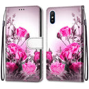 For Xiaomi Redmi 9A Coloured Drawing Cross Texture Horizontal Flip PU Leather Case with Holder & Card Slots & Wallet & Lanyard(Wild Rose)