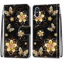 For Xiaomi Redmi 9A Coloured Drawing Cross Texture Horizontal Flip PU Leather Case with Holder & Card Slots & Wallet & Lanyard(Gold Diamond Butterfly)