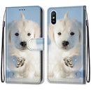 For Xiaomi Redmi 9A Coloured Drawing Cross Texture Horizontal Flip PU Leather Case with Holder & Card Slots & Wallet & Lanyard(Snow Puppy)