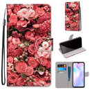 For Xiaomi Redmi 9A Coloured Drawing Cross Texture Horizontal Flip PU Leather Case with Holder & Card Slots & Wallet & Lanyard(Pink Rose Garden)