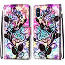 For Xiaomi Redmi 9A Coloured Drawing Cross Texture Horizontal Flip PU Leather Case with Holder & Card Slots & Wallet & Lanyard(Color Bottom Hollow Flower)
