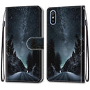 For Xiaomi Redmi 9A Coloured Drawing Cross Texture Horizontal Flip PU Leather Case with Holder & Card Slots & Wallet & Lanyard(Mountain Road Starry Sky)