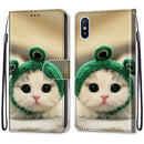 For Xiaomi Redmi 9A Coloured Drawing Cross Texture Horizontal Flip PU Leather Case with Holder & Card Slots & Wallet & Lanyard(Frog Kitten)