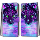 For Xiaomi Redmi 9A Coloured Drawing Cross Texture Horizontal Flip PU Leather Case with Holder & Card Slots & Wallet & Lanyard(Tiger Drinking Water)