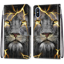 For Xiaomi Redmi 9A Coloured Drawing Cross Texture Horizontal Flip PU Leather Case with Holder & Card Slots & Wallet & Lanyard(Fission Lion)