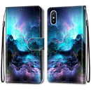 For Xiaomi Redmi 9A Coloured Drawing Cross Texture Horizontal Flip PU Leather Case with Holder & Card Slots & Wallet & Lanyard(Colorful Clouds)