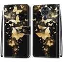 For Xiaomi Redmi 10X 4G / Note 9 Coloured Drawing Cross Texture Horizontal Flip PU Leather Case with Holder & Card Slots & Wallet & Lanyard(Golden Butterfly Group)