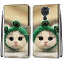 For Xiaomi Redmi 10X 4G / Note 9 Coloured Drawing Cross Texture Horizontal Flip PU Leather Case with Holder & Card Slots & Wallet & Lanyard(Frog Kitten)