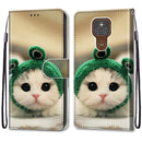 For Motorola Moto E7 Plus / G9 Play / G9 Coloured Drawing Cross Texture Horizontal Flip PU Leather Case with Holder & Card Slots & Wallet & Lanyard(Frog Kitten)