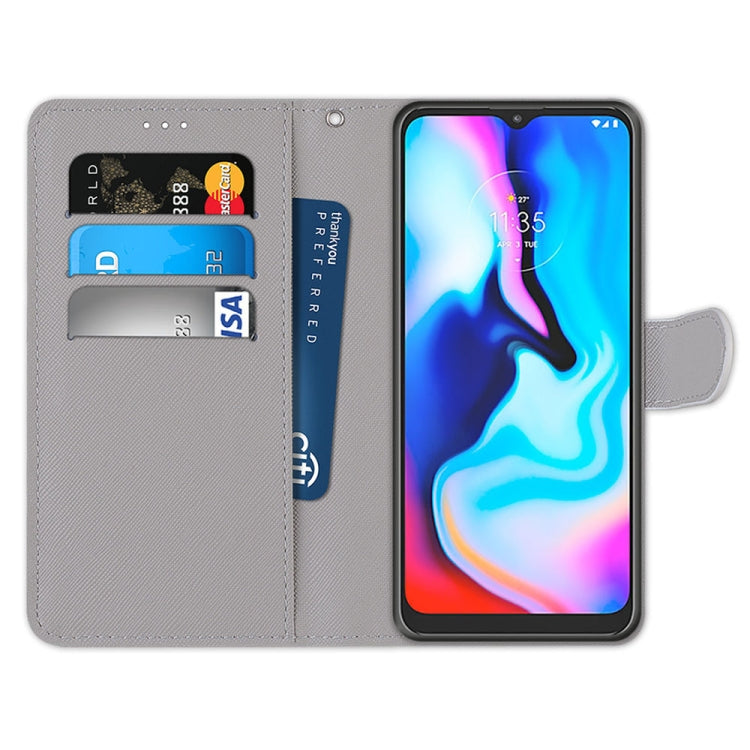 For Motorola Moto E7 Plus / G9 Play / G9 Coloured Drawing Cross Texture Horizontal Flip PU Leather Case with Holder & Card Slots & Wallet & Lanyard(Frog Kitten)