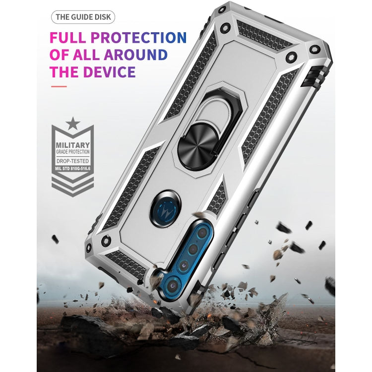For Motorola Moto One Fusion Plus Shockproof TPU + PC Protective Case with 360 Degree Rotating Holder(Silver)