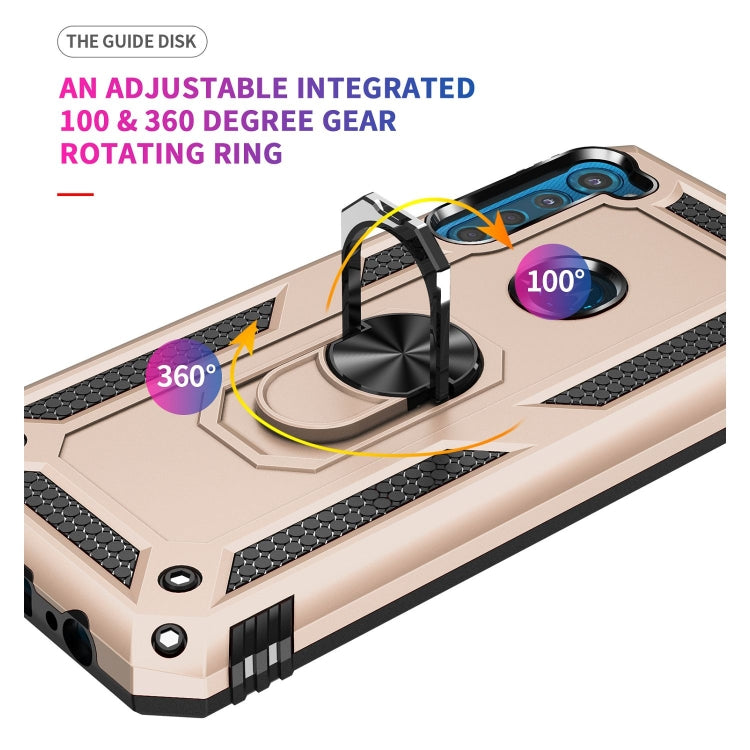 For Motorola Moto One Fusion Plus Shockproof TPU + PC Protective Case with 360 Degree Rotating Holder(Gold)