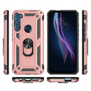 For Motorola Moto One Fusion Plus Shockproof TPU + PC Protective Case with 360 Degree Rotating Holder(Rose Gold)