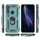 For Motorola Moto One Fusion Plus Shockproof TPU + PC Protective Case with 360 Degree Rotating Holder(Dark Green)