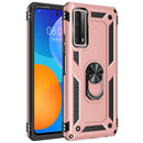 For Huawei P Smart 2021 Shockproof TPU + PC Protective Case with 360 Degree Rotating Holder(Rose Gold)